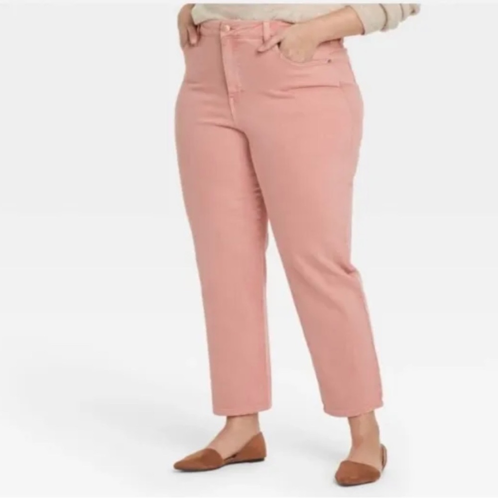 Ava & Viv Women’s HighRise Slim Straight Stretch Denim Coral 16W NWT